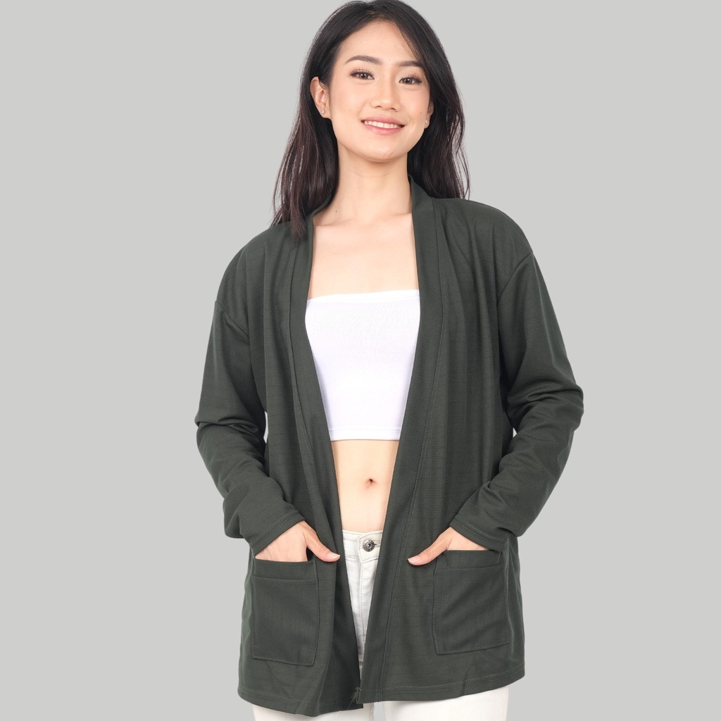 Cardigan Oversize Wanita Bahan Waffle Co02Pa