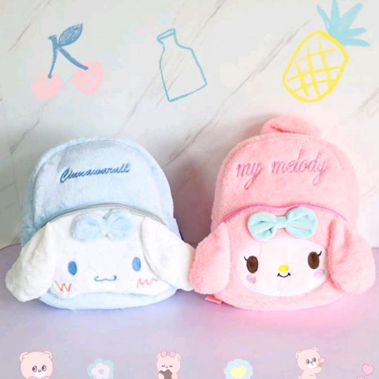 TAS BULU IMPORT LUCU / RANSEL MELODY / RANSEL IMPORT CINNAMOROLL / TAS BULU HALUS KUROMI / TAS KUROM