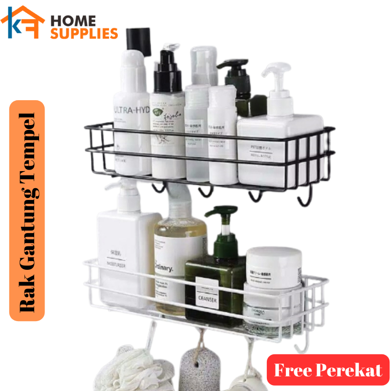 【KF】Rak Sudut Kamar Mandi Tempel Dinding Serbaguna Rak Sudut Dapur Bumbu Tempel Keramik