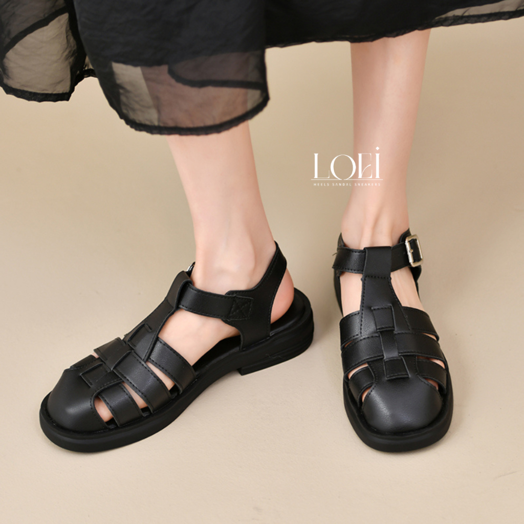 Sandal Tali Wanita Sepatu Jalan Jalan Wanita Wedges 10334 Bahan Kulit Sintetis Premium