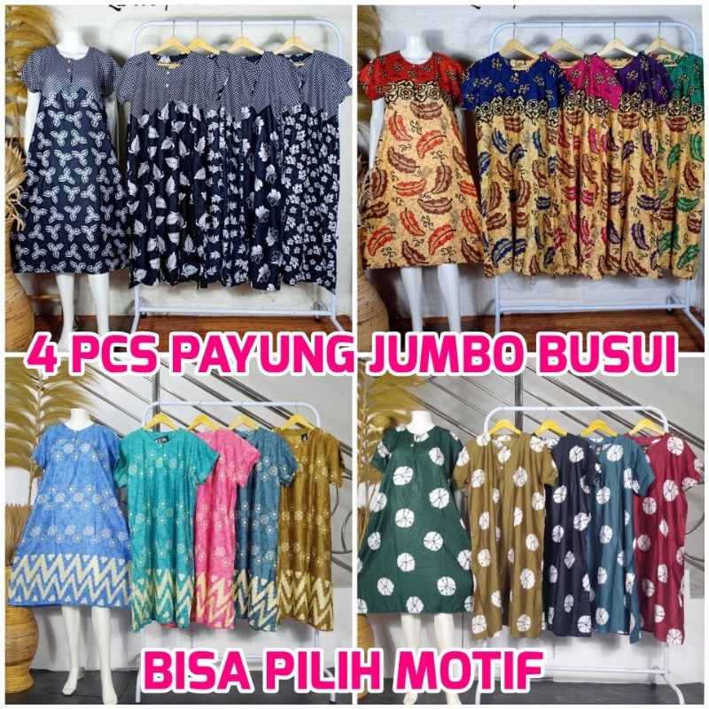 4 Pcs Daster Hanang Jumbo Daster Jumbo Payung Busui Daster Payung Jumbo Busui Saku Daster Viral Keki