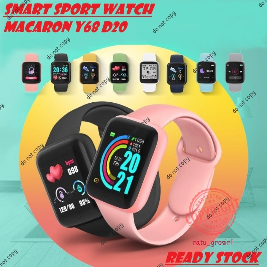 Jam Tangan Smart Watch Macaron Colour Watch Sport Heart Rate Monitoring Tracker