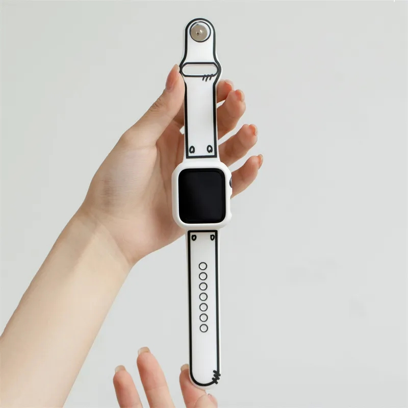 GRAFITI 3D Design Cartoon Silicone Rubber Strap Apple Watch 38mm 40mm 41mm 42mm 44mm 45mm Ultra Tali jam iwatch series q 2 3 4 5 6 7 8 se ultra