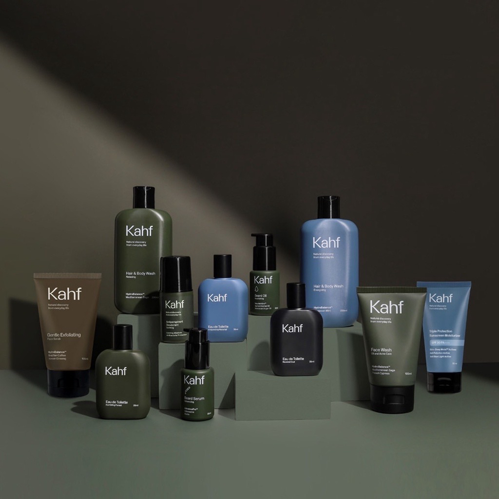 KAHF Invigorating Waterfall Essential Care Package Indonesia / Paket Lengkap / Revered Oud Humbling Forest True Brotherhood Hydrating / Face Wash Body Wash Eau De Toilette / Sabun Pencuci Wajah Badan Mandi Parfum / Skincare Pria Series Bundle Full Set