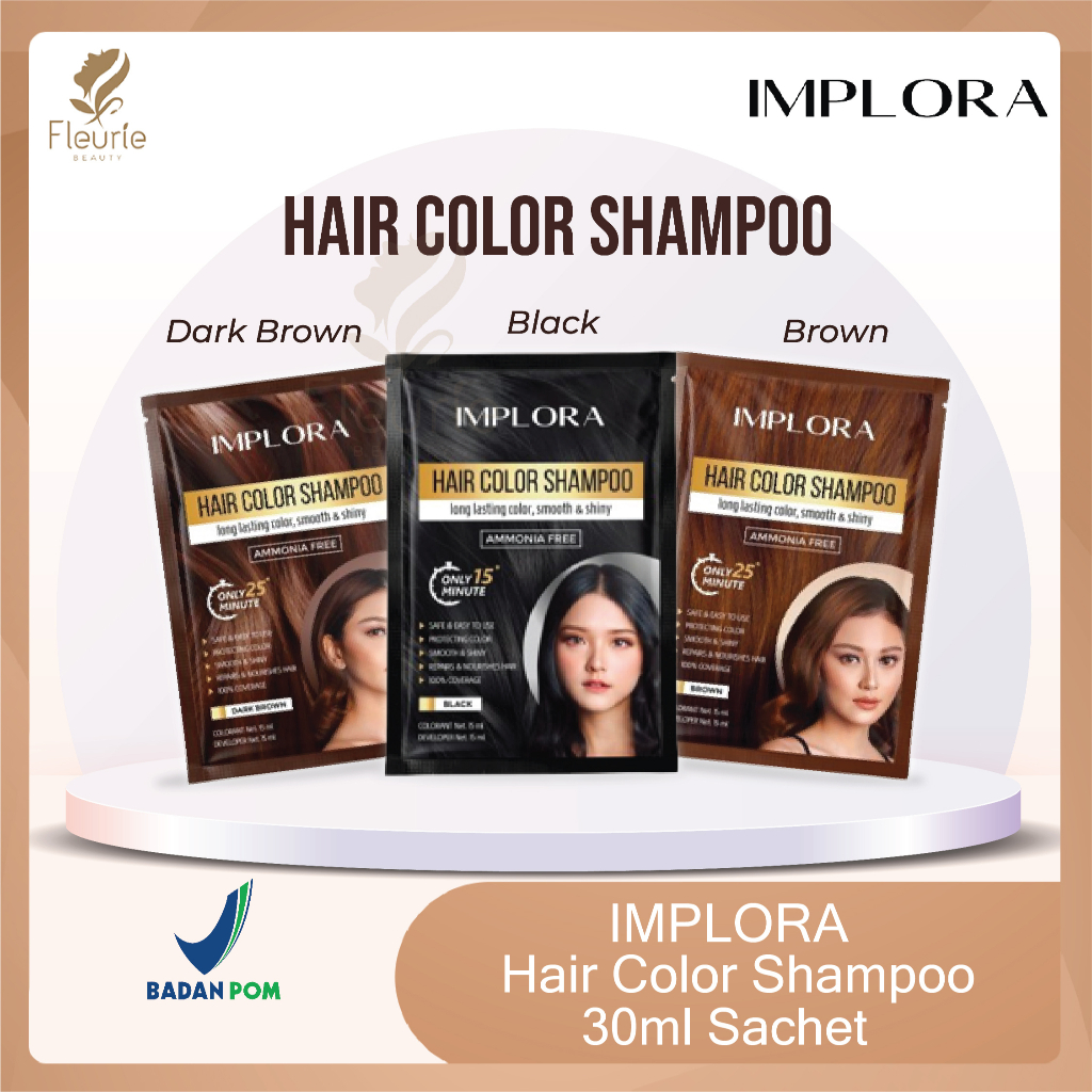 Implora Hair Color Shampoo 30ml Sachet - Pewarna Rambut Shampoo Original BPOM