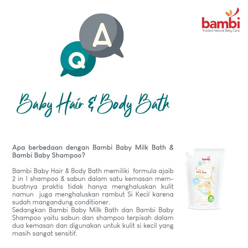 Bambi Baby Hair and Body Bath 450ml Refill / Sabun Shampoo Bayi 2in1