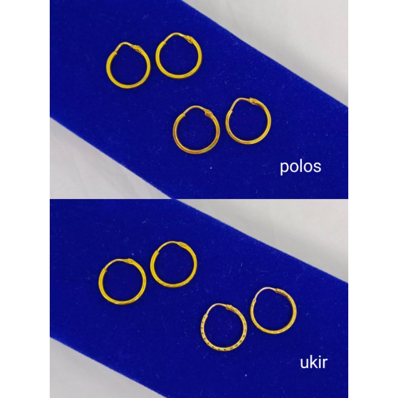 anting ring gypsy variasi polos & ukir/perak 925 asli silver lapis emas/perhiasan fashion wanuta ter