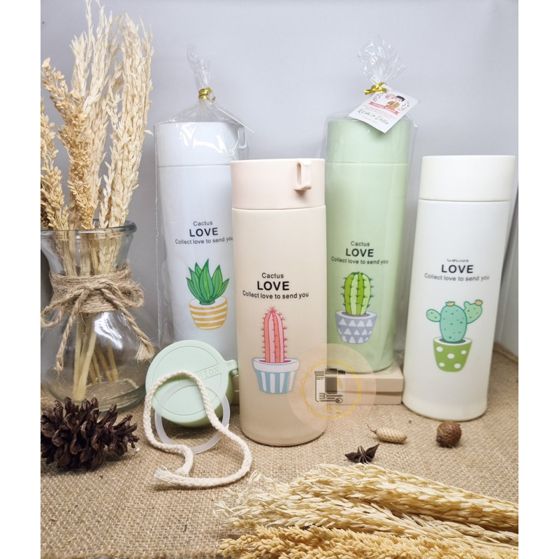 Botol Minum Kaca Kaktus + Plastik Souvenir Nikah Promosi Grosir Termurah