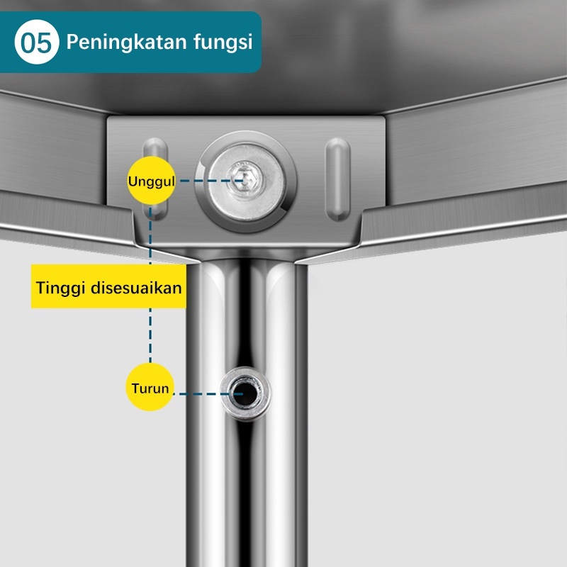 Weyon Sakura Rak Dapur Stainless Steel 5 Susun Rak Oven Microwave Rak Barang Serbaguna Rak Penyimpanan(BXG）