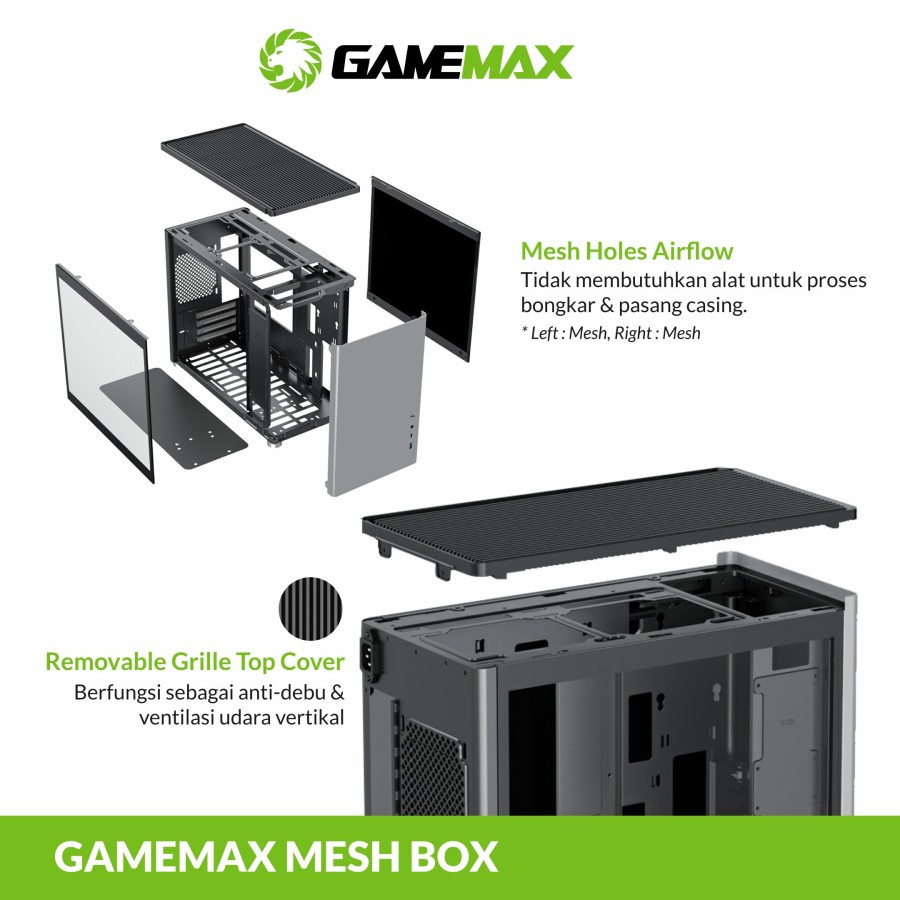PC Case Gaming Gamemax Mesh Box Pro Black ATX