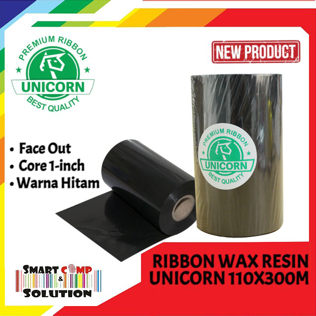 Ribbon Stiker Label Barcode Unicorn 110x300M / 110x300 Meter Wax Resin