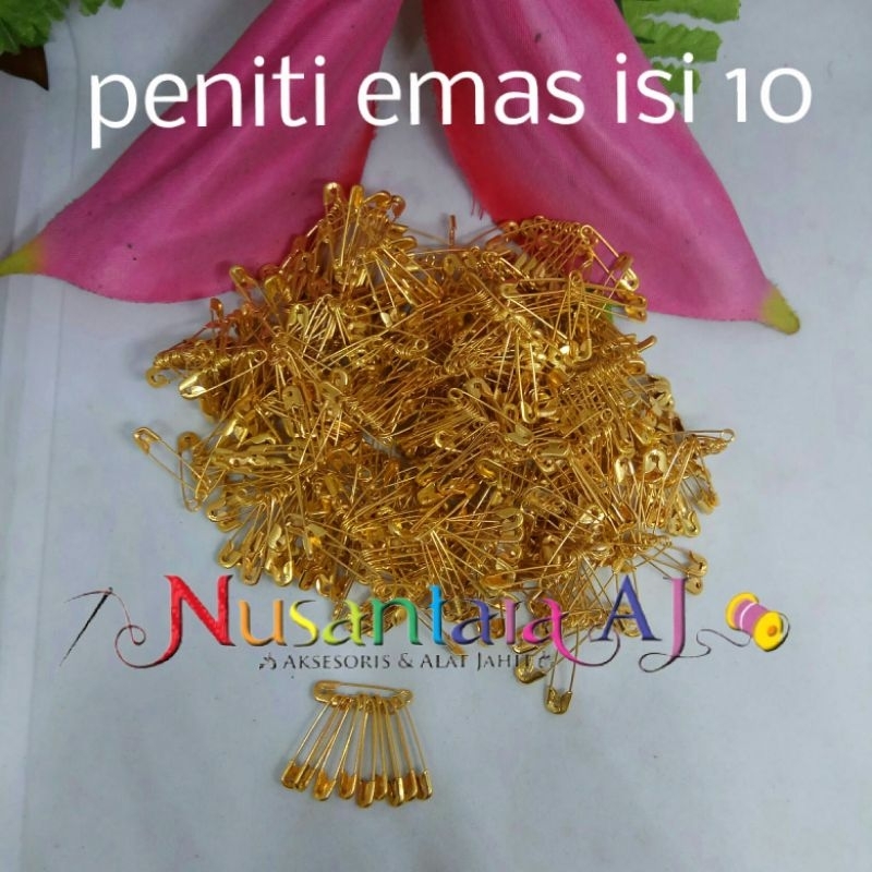 Peniti emas kecil isi 10