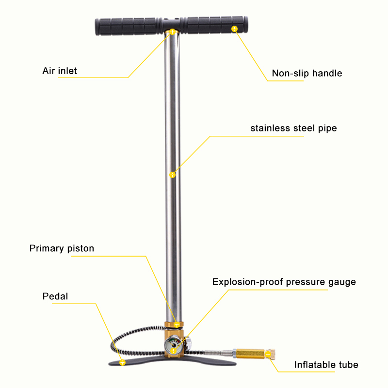 WTW11 6000psi pompa pcp sniper kaki lipat kupu kupu Gauge POMPA PCP 4 Stage 4500psi