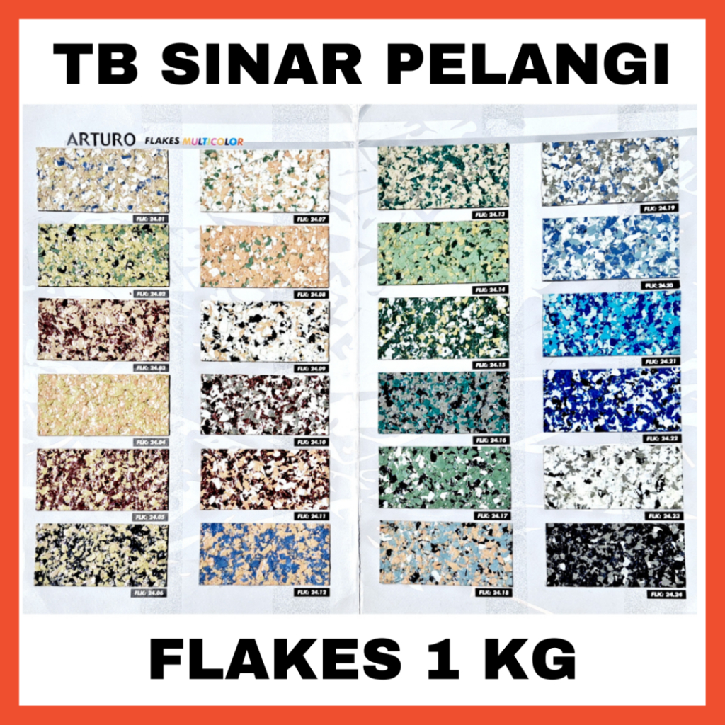 ARTURO Cat Tembok Tekstur 1 Kg Tipe FLK UntukDinding Pilar Beton Texture Flakes Multicolor Tahan Lam