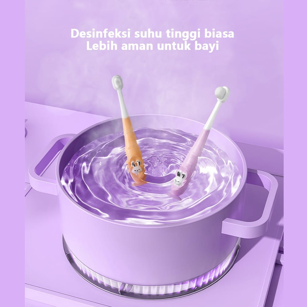 New Model Sikat Gigi Anak Bayi Cotton Termasuk KOTAK SIMPAN Halus Lembut Training Tooth Brush Karakter Kelinci