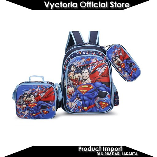 (COD) Vyctoria VOS555 Tas Ransel Anak Sekolah Karakter Lucu 3in1 Import JT555 555