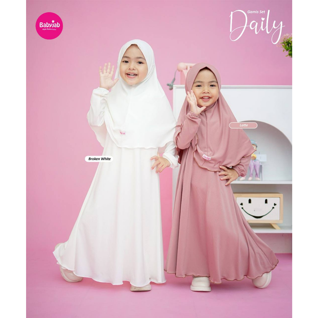 Babyjab Gamis set Daily  Hijab Anak Bayi  Size XL - Baby Jab Setelan Gamis Anak Perempuan 1 2 3 4 5 6 7 Tahun