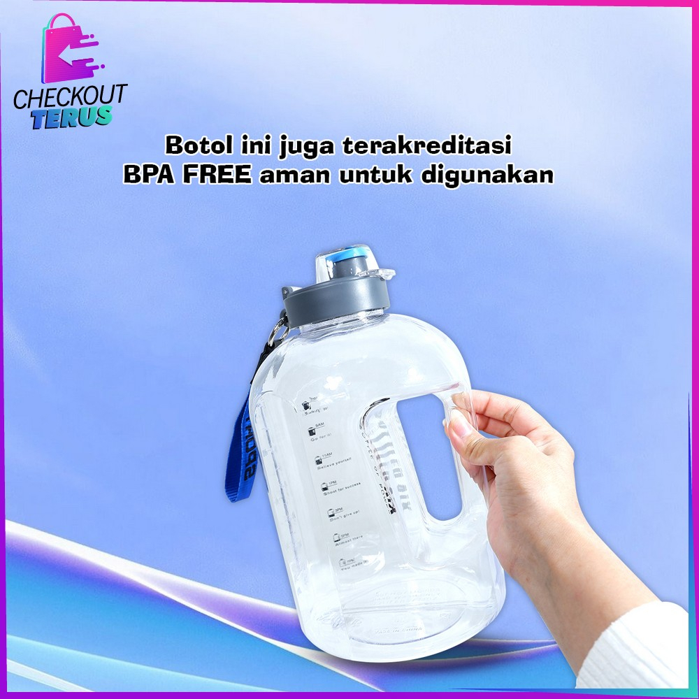 CT C470 Tempat Botol Minum Olahraga Ukuran Besar 2200ML BPA FREE Botol Minum Transparan Tumblr Botol Gym Bottle