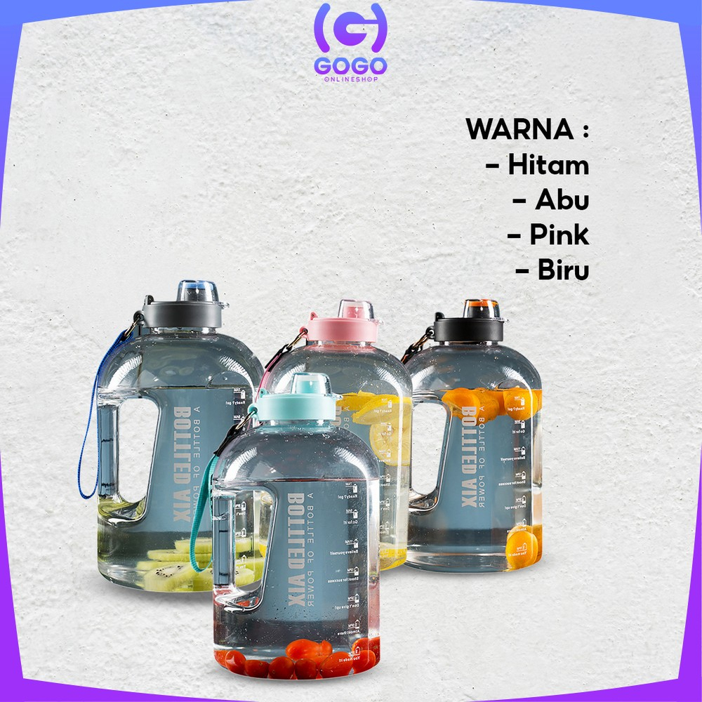 GOGO-C470 Botol Minum Transparan 2200ML Tumblr Botol Gym Bottle / Tempat Botol Minum Olahraga Ukuran Besar BPA FREE