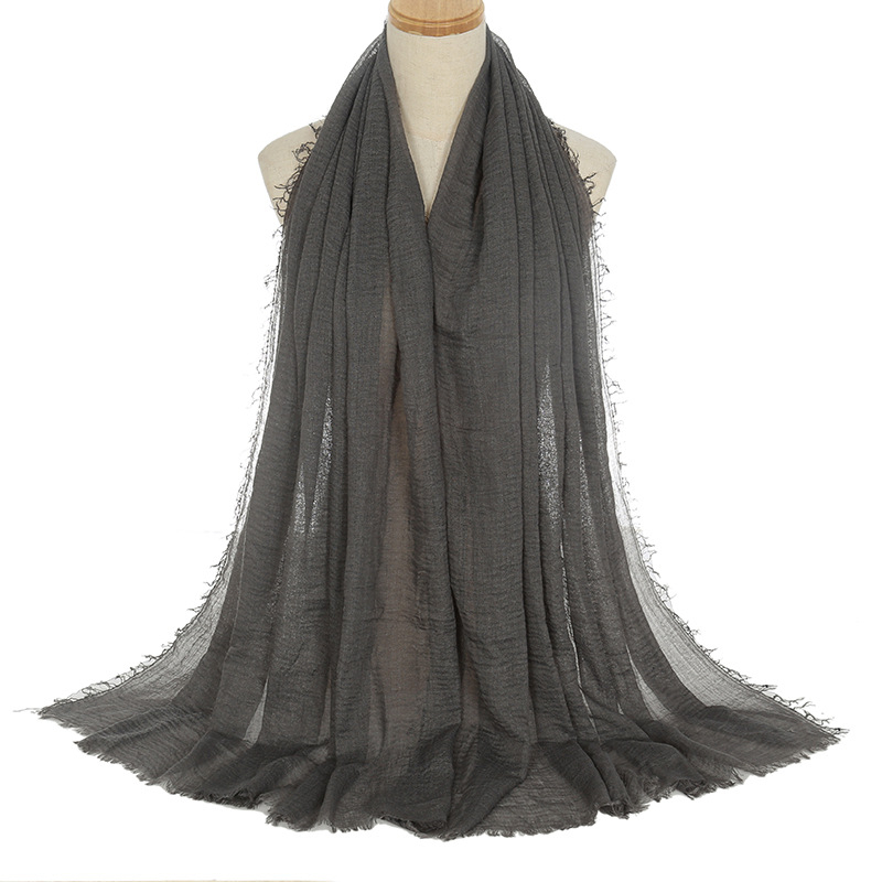 [ COD ] Bella Square Hijab 100% cotton Crinkle Shawl Import syal scarf wanita warna hitam Hijab Segi Empat Bella Square shawl HeadBand 180*90CM
