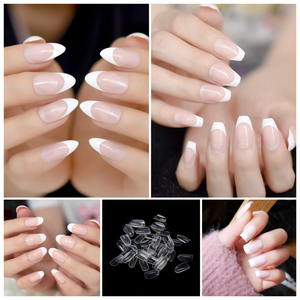 KUKU PALSU POLOS PUTIH TRANSPARAN BENING FRENCH KUKU PALSU PLOS FRENCH MANICURE FAKE NAILS NAILART