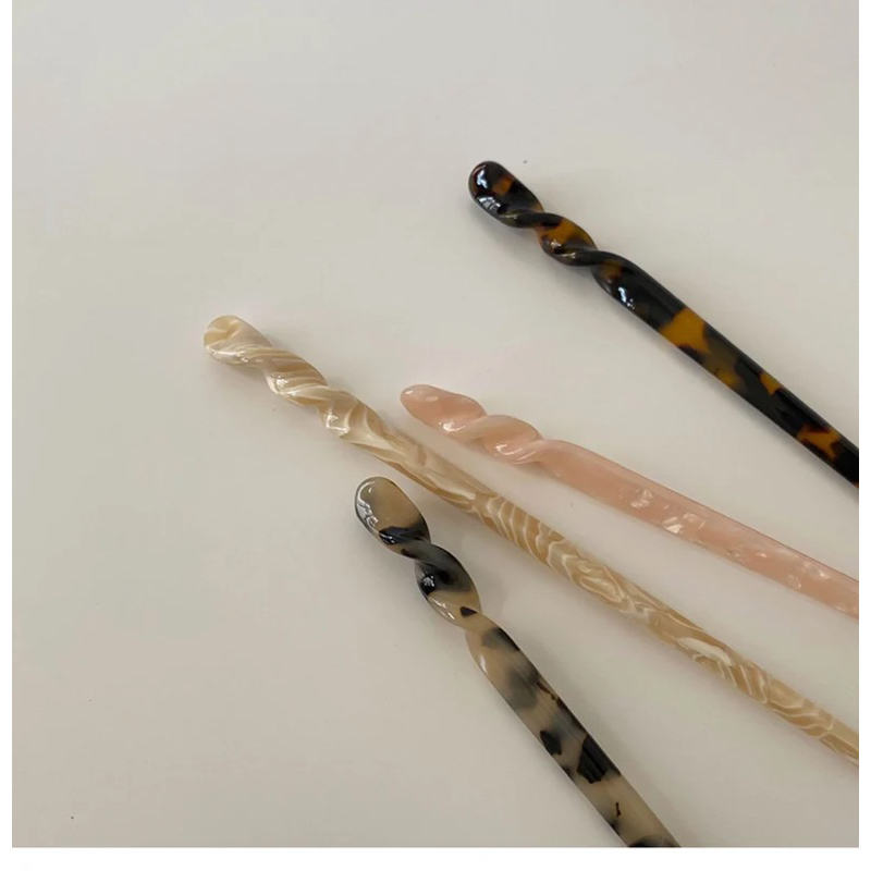 Ark.co - SABINE metal silver gold &amp; marble acetate hair stick tusuk hiasan rambut konde fashion