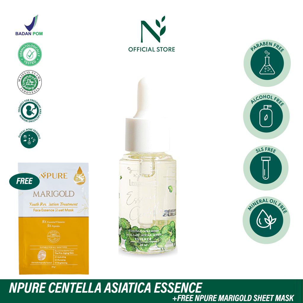 ⭐️ Beauty Expert ⭐️ NPURE Centella Asiatica Essence +Free Npure Marigold Sachet - Mencerahkan Wajah