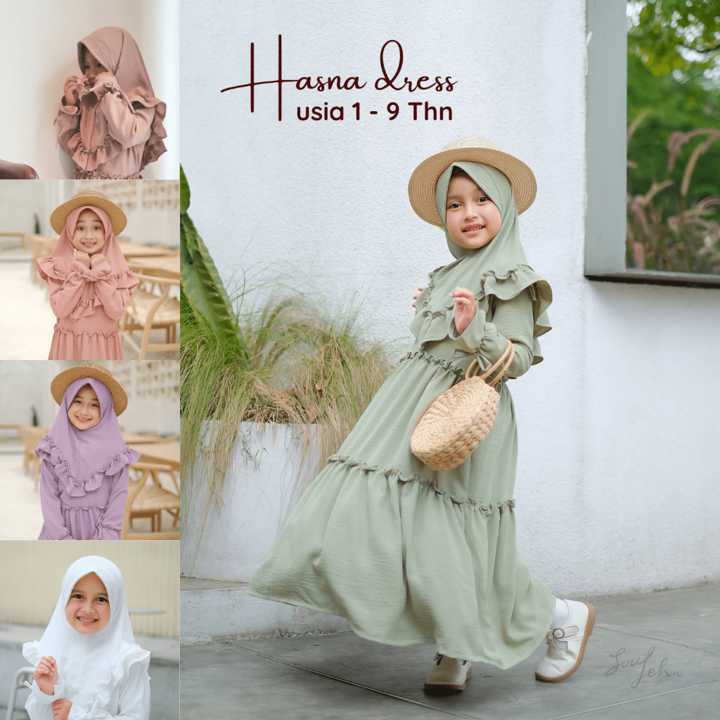 Soulleha Set Gamis Anak Hasna Crinkle Airflow Premium 1-11 Tahun