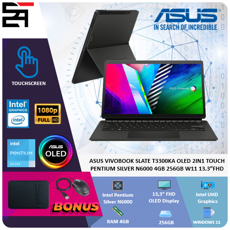 Asus VIivobook Slate T3300KA OLED 2IN1 Touch PENTIUM SILVER N6000 4GB 256GB W11 13.3 Inchi FHD