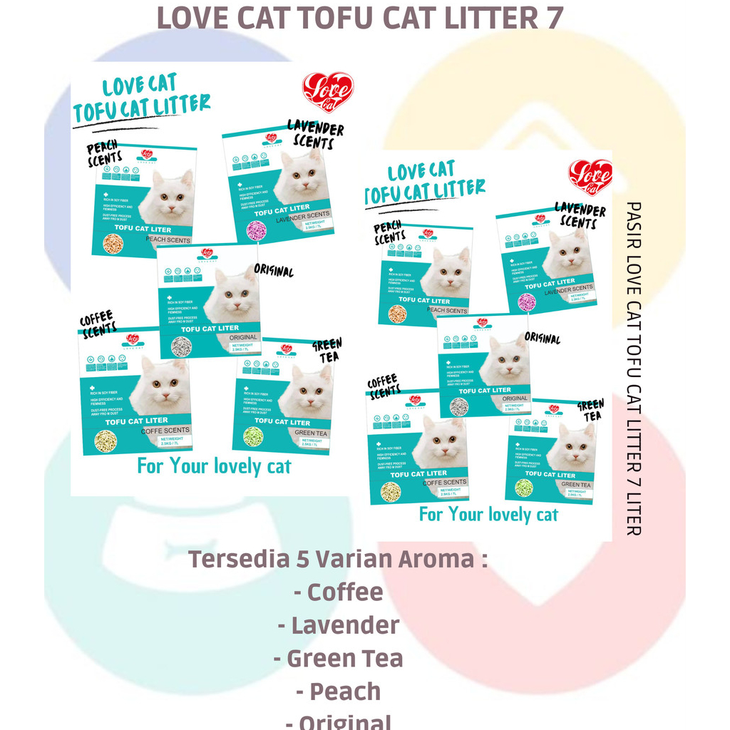 LOVE CAT TOFU Soya Cat LITTER 7 lt Pasir Soya Tofu Wangi Gumpal organik