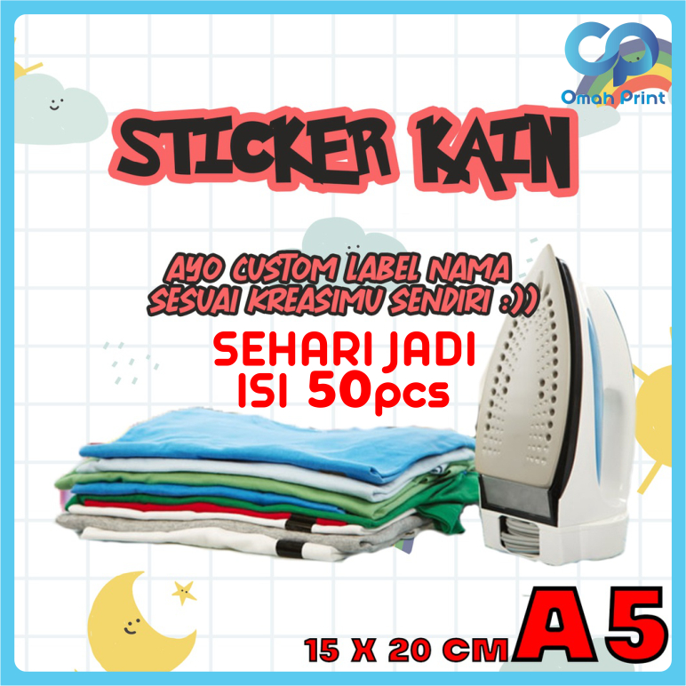 SEHARI JADI Stiker Kain / Label Baju Setrika Nama Isi 50pcs