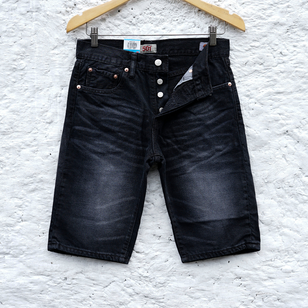 JEANS LEVI'S 501 KANCING - Jeans Pendek Pria Black Wash - Original Import