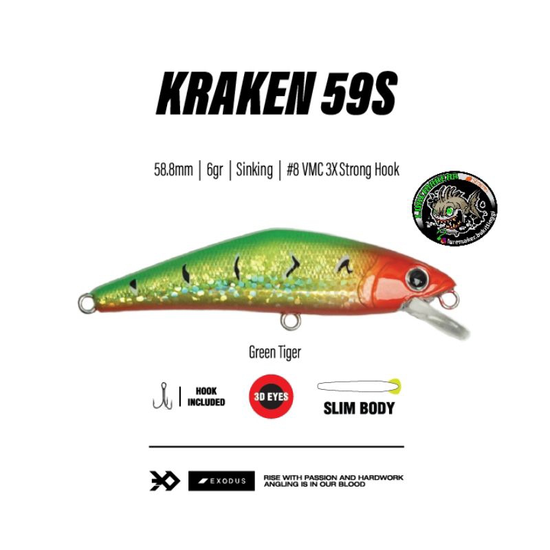 LURE MINNOW EXODUS KRAKEN 59S GREEN TIGER
