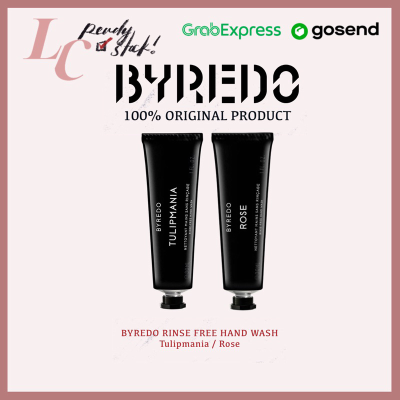 BYREDO rinse-free hand wash 30ml in VETYVER / ROSE / TULIPMANIA / SUEDE