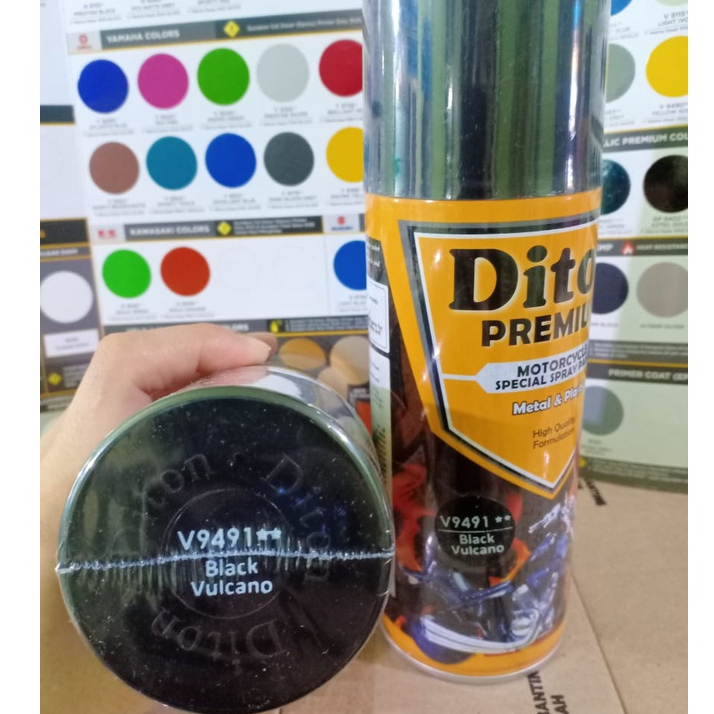 DITON Premium Pilok Pilox Cat Semprot Warna Vespa Colors - V 9491** Black Vulcano (400cc)