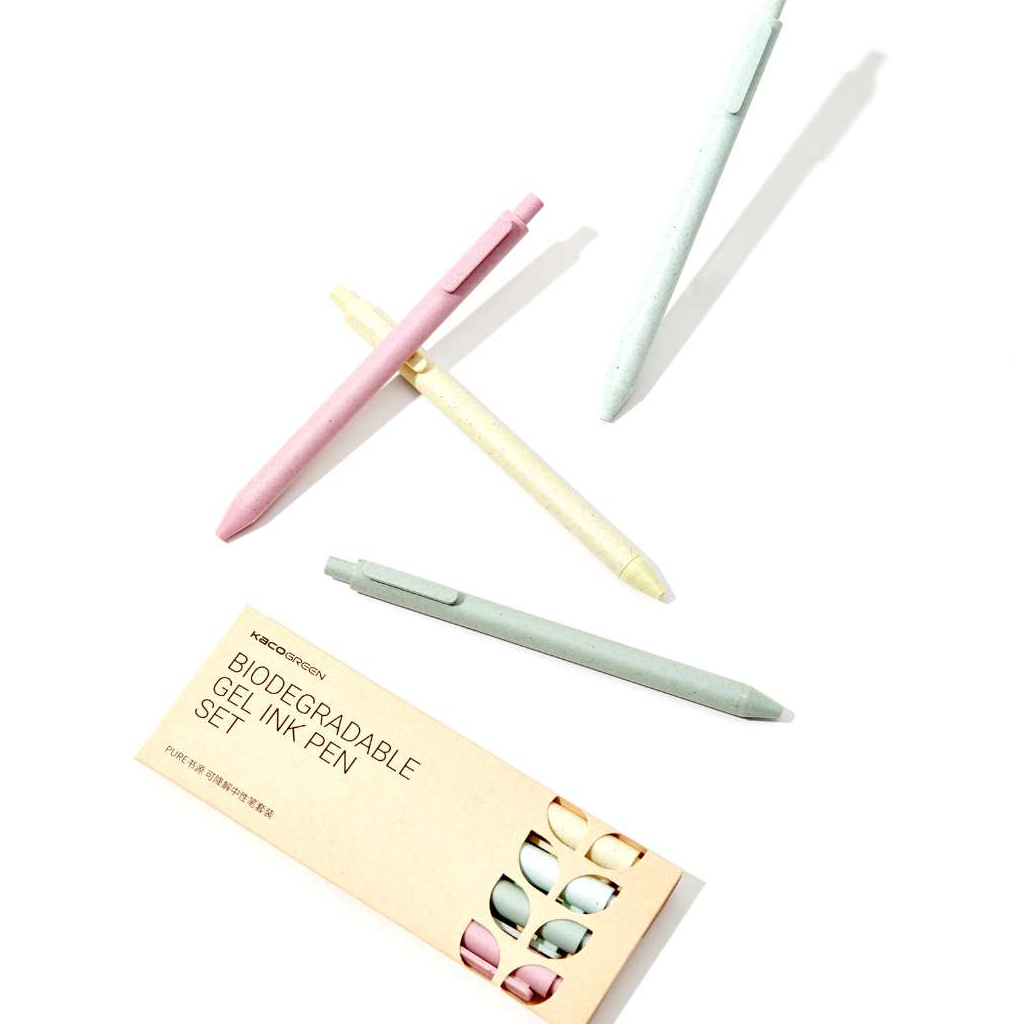 KACO PURE Pena Pulpen Gel 0.5mm Biodegradable Pen Tinta Hitam 4 PCS - K1015 - Multi-Color