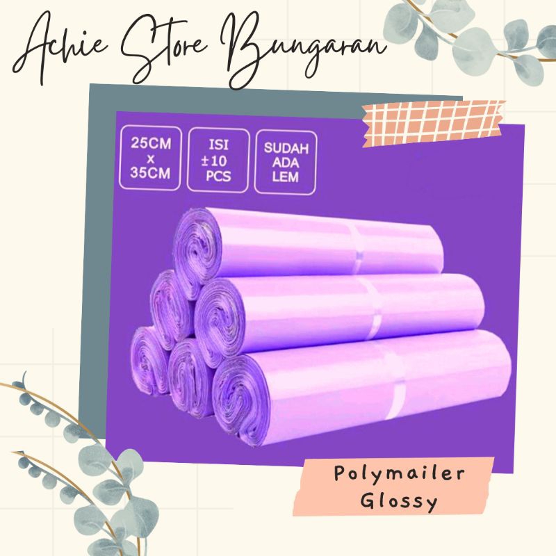 

10 pcs ~ Polymail 25x35cm UNGU TUA / Plastik Packing / Plastik Baju / Polymailer PREMIUM Glossy DARK PURPLE / Plastik Packing Olshop