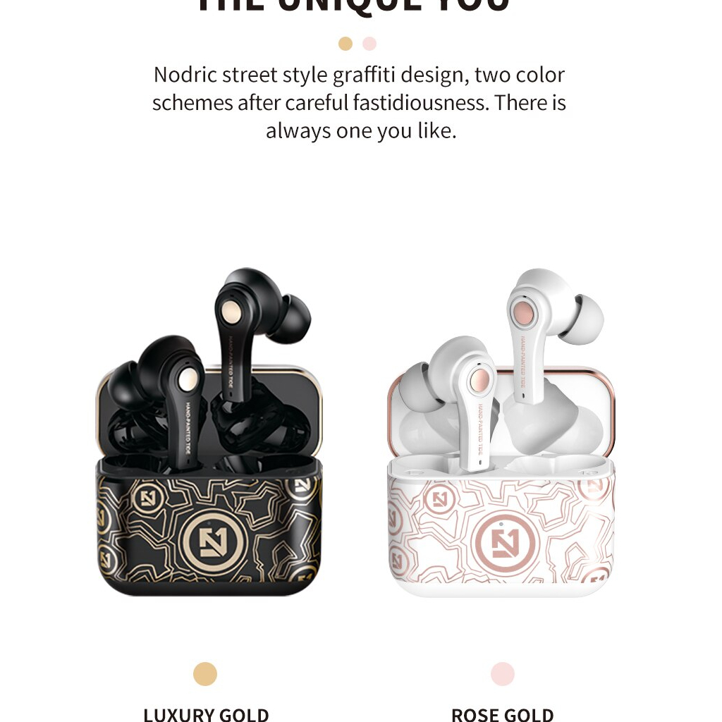 Earphone Wireless TS100 MOTIF Airbuds Nyaman Digunakan Tahan 4-5 Jam