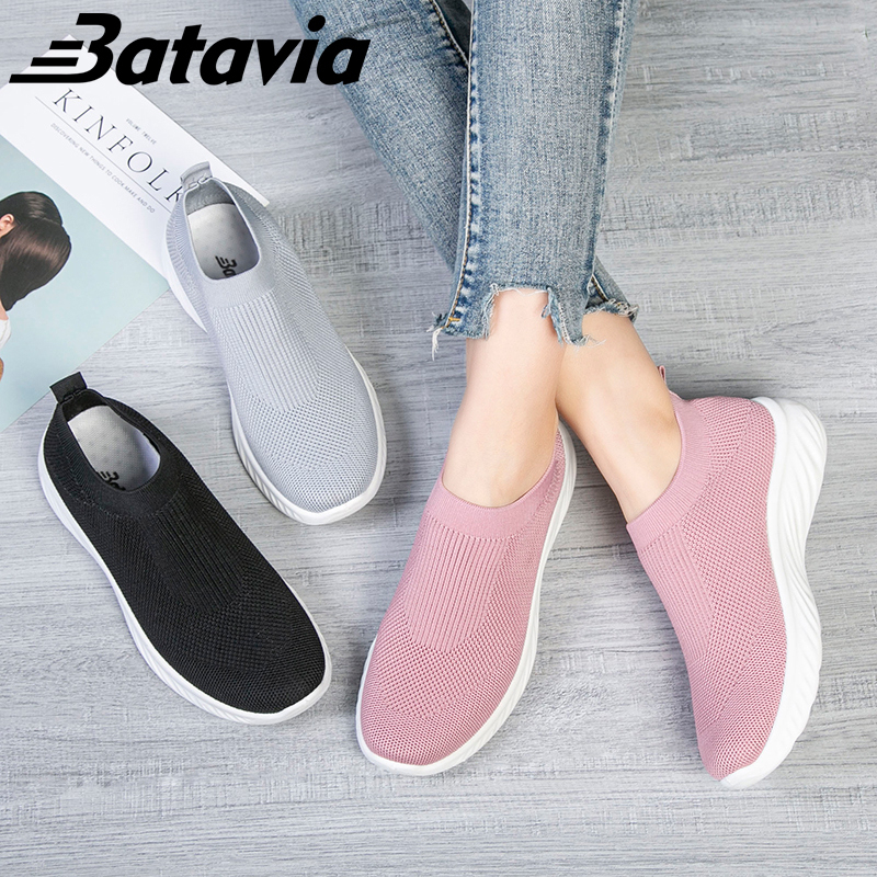 Batavia Imported flying weaving recent original jogging women's shoes women's black school shoes lightweight sepatu keren N6