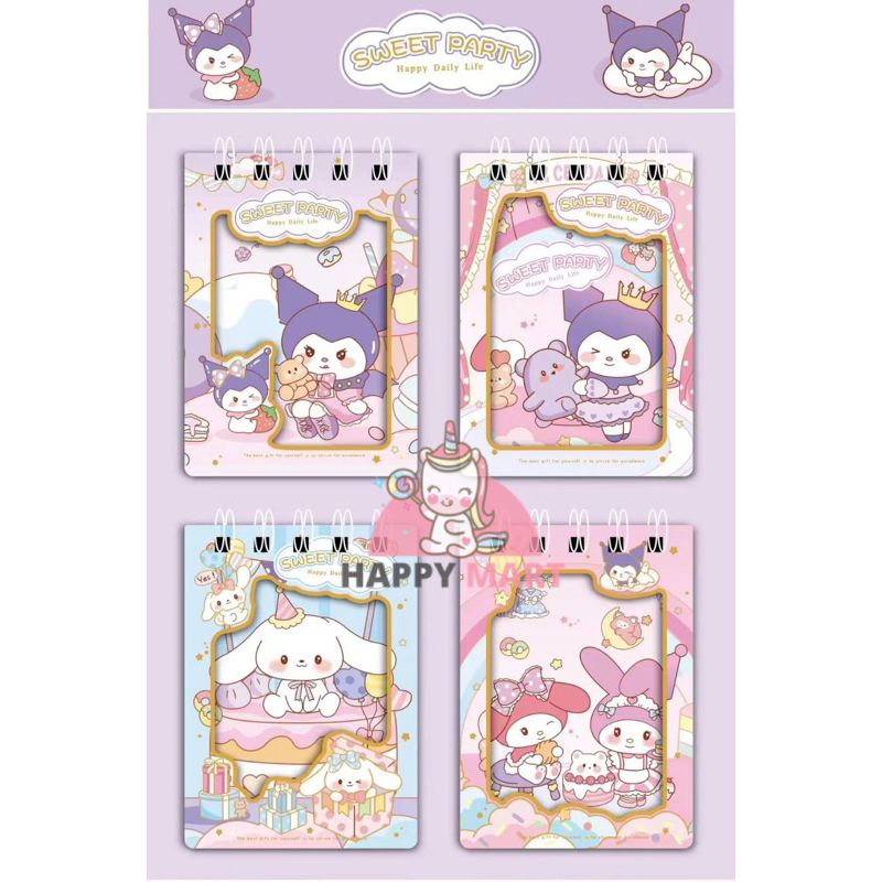 

Notes Sweet Party spiral jendela Kuromi / Cinnamoroll / Melody