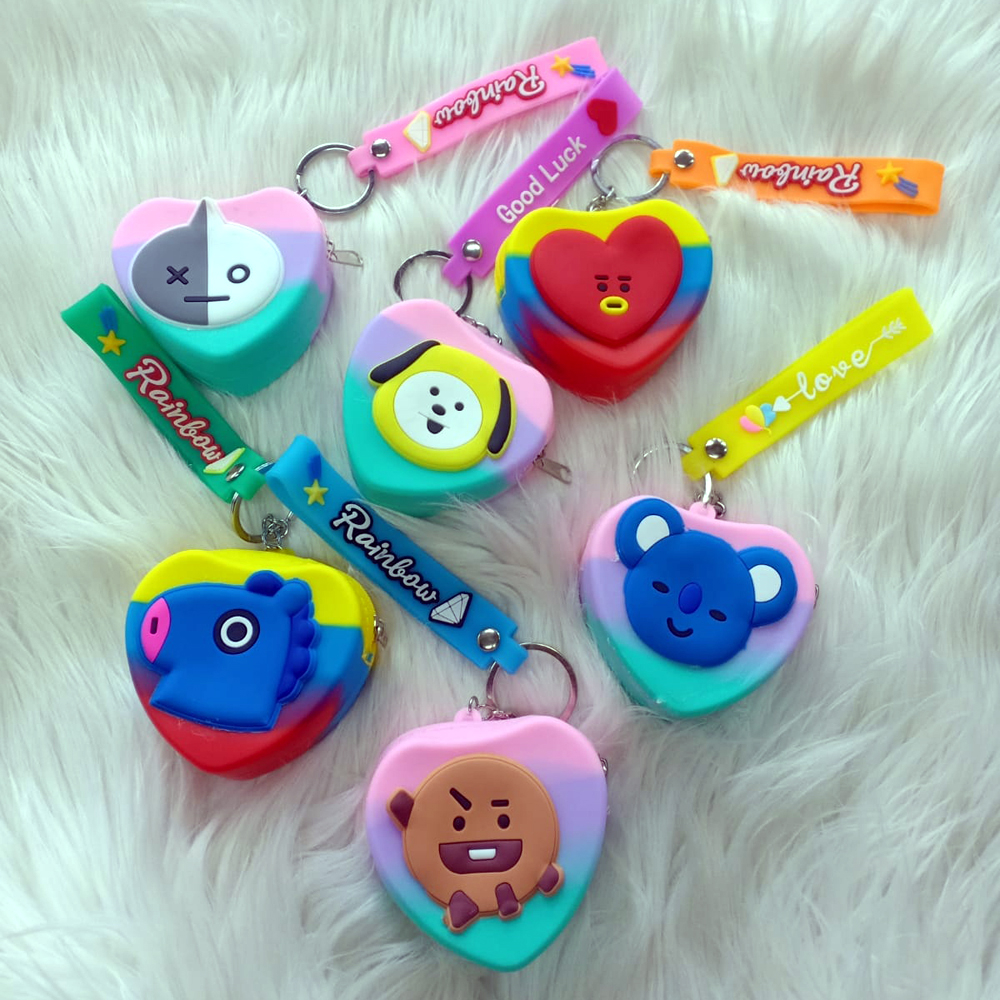 Dompet Koin Pop It Silikon BT21 / BTS Bisa Untuk Gantungan Kunci ~   DeBlinx