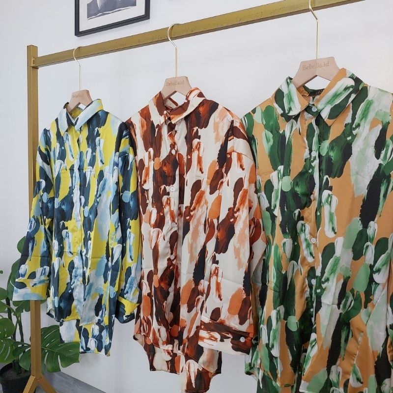 KEMEJA LALUNE MOTIF ABSTRACT ART 100% ORIGINAL IMPORT BANGKOK