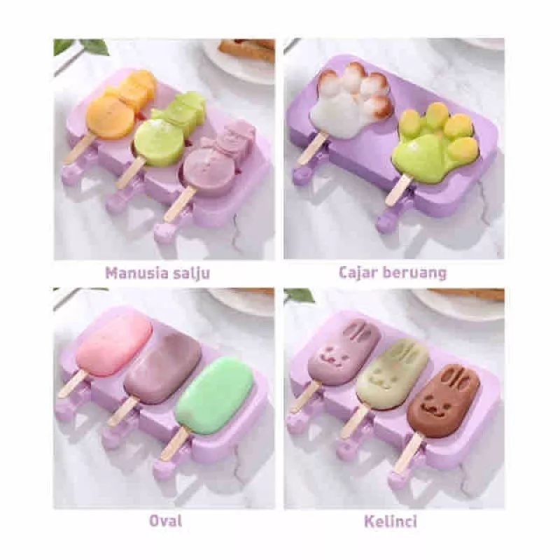 MH80CETAKAN ICE CREAM POP SICLE COKLAT/CETAKAN AGAR AGAR JELLY MOLD SILIKON KARAKTER ICE CREAM LUCU/CETAKAN STIK ES KRIM SILIKON CETAKAN POPSICLE CETAKAN COKLAT MOTIF