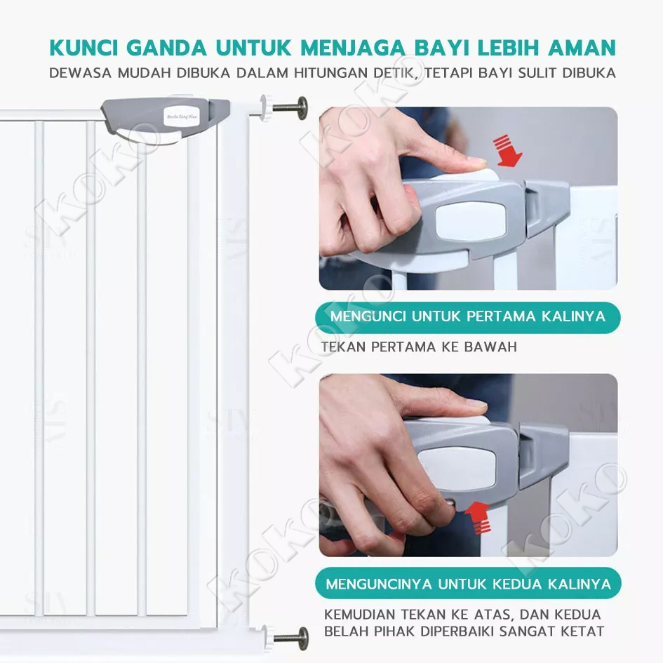 【Penjual Lokal】Tinggi 75cm Baby Safety Gate Pagar Pintu Bayi Penghalang Pintu Bayi Pagar Tangg Bayi Pagar Pengaman Bayi Pintu Tangga Pengaman Anak(Lebar yang dapat disesuaikan 75-84cm)