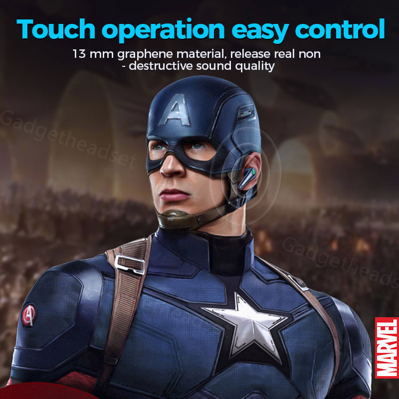 Disney Earphone Bluetooth 5.3 Marvel Headset Gaming nirkabel Low Latency Dukung iPhone (iOS) dan Android TWS Earphone with Mic Stereo