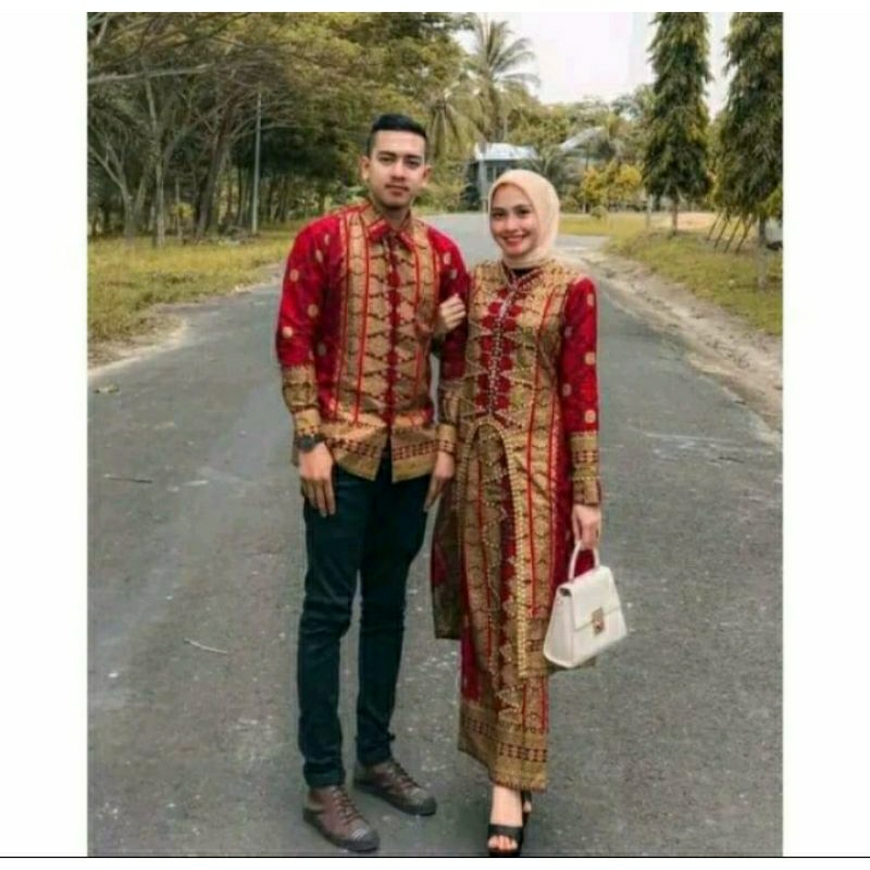 Setelan Couple Songket Palembang / Couple Baju Batik Palembang Original