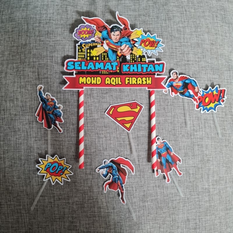 Cake Topper Ulang Tahun Khitan Superman Bisa Custom Nama