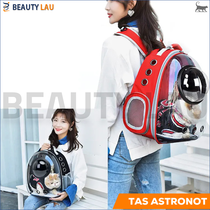 TAS RANSEL KUCING ANJING ASTRONOT TRANSPARAN PET CARRIER BACKPACK TRAVEL BAG PET CARGO