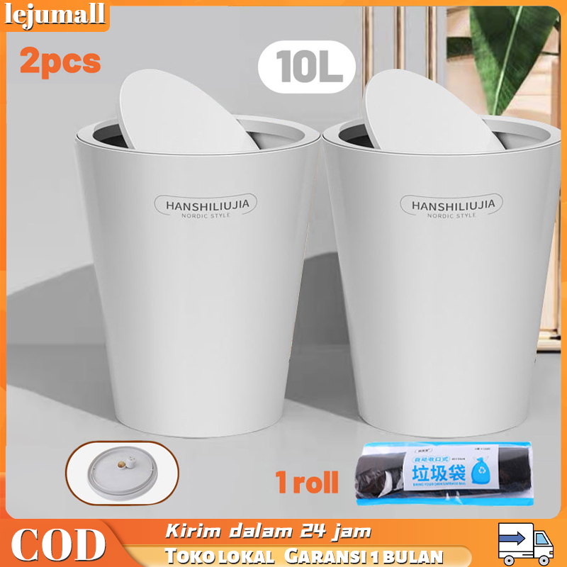 2PCS 10L Goyang Tutup Tempat Sampah Swing Bin Untuk Dapur Nordic Style Tempat Sampah Kamar Tidur Tempat Sampah Tempat Sampah dengan Penutup