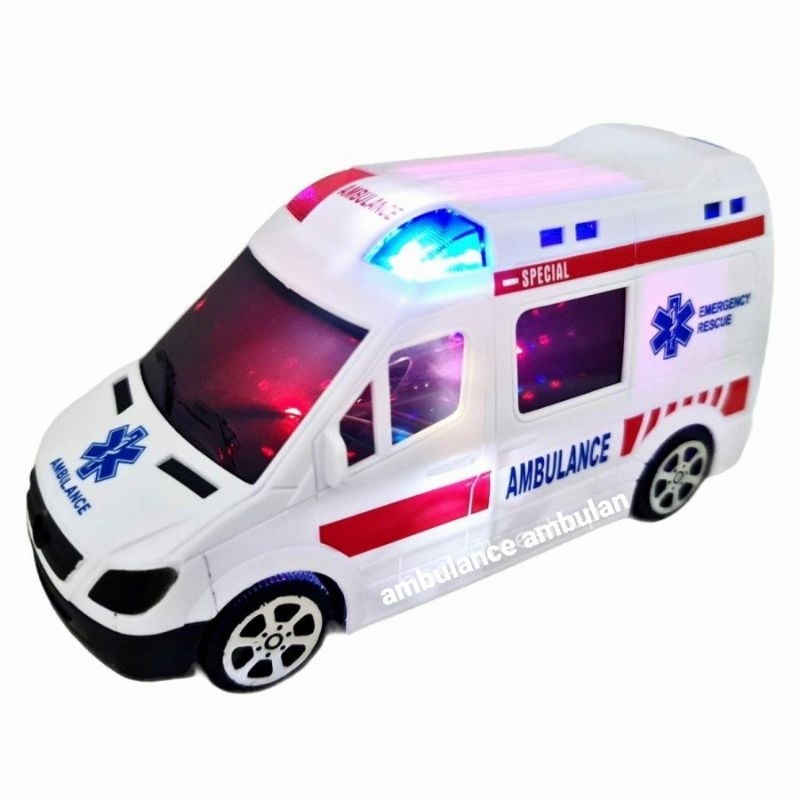 mainan mobil ambulance lampu 3d dan sirine